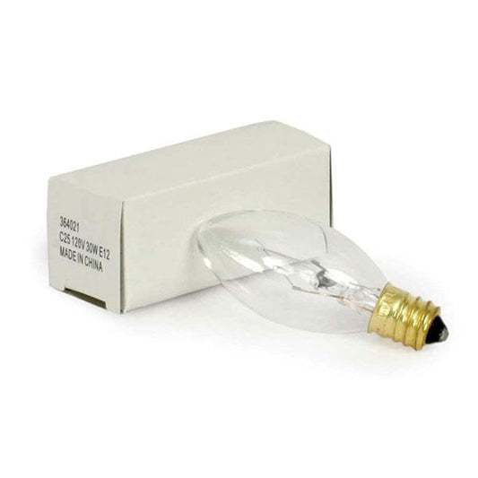 Torpedo Tip Candelabra Replacement Bulb for Wax Warmers Wax Warmer Irvins Tinware 30 Watt Short Clear