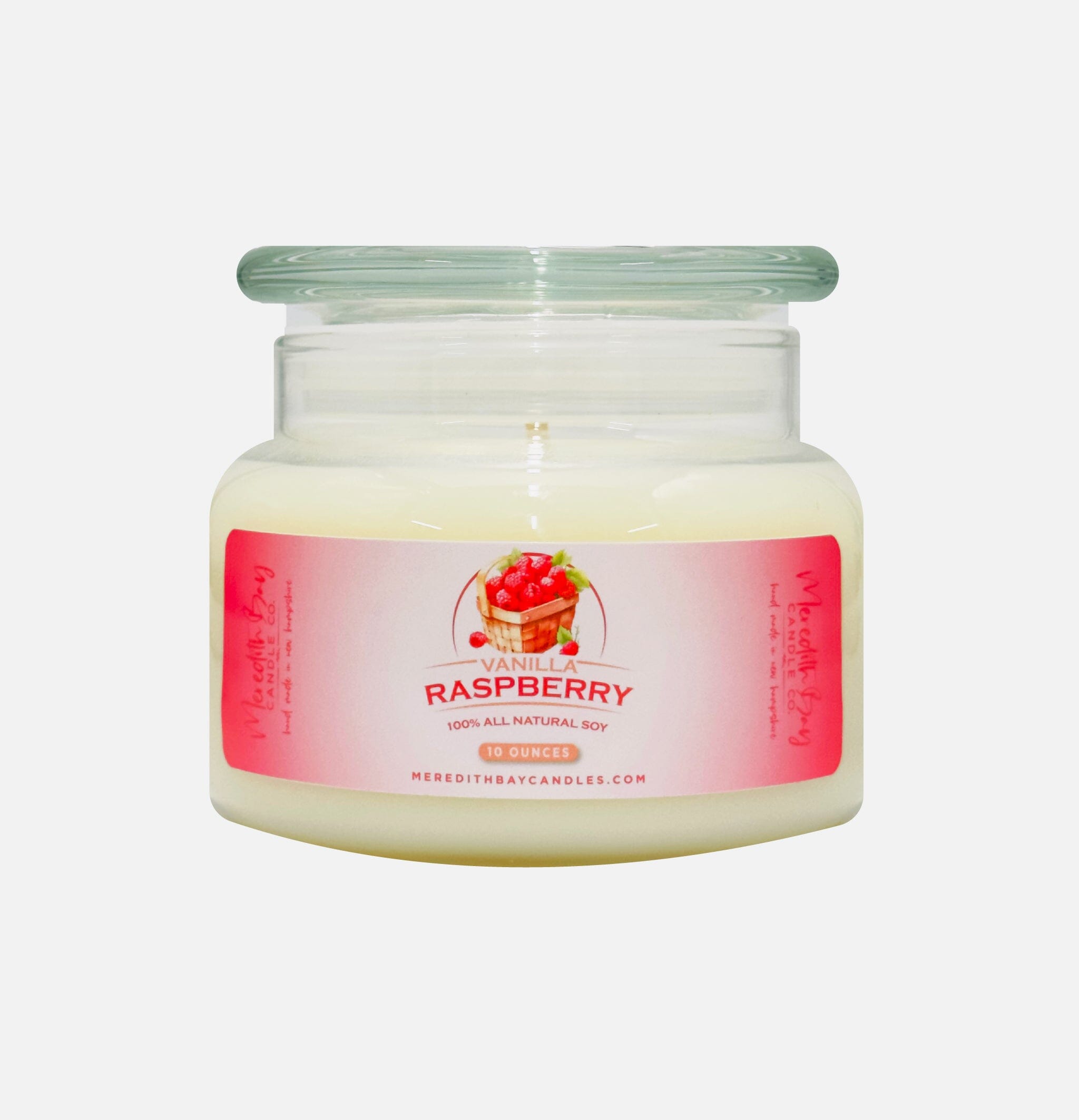 Vanilla Raspberry Soy Candle Meredith Bay Candle Co 10 Oz