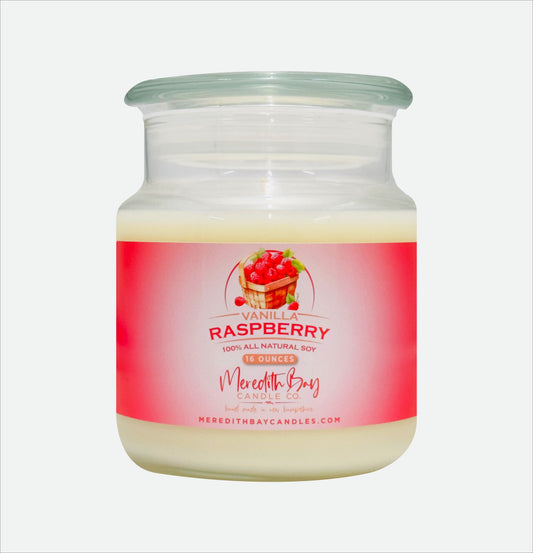 Vanilla Raspberry Soy Candle Meredith Bay Candle Co 16 Oz