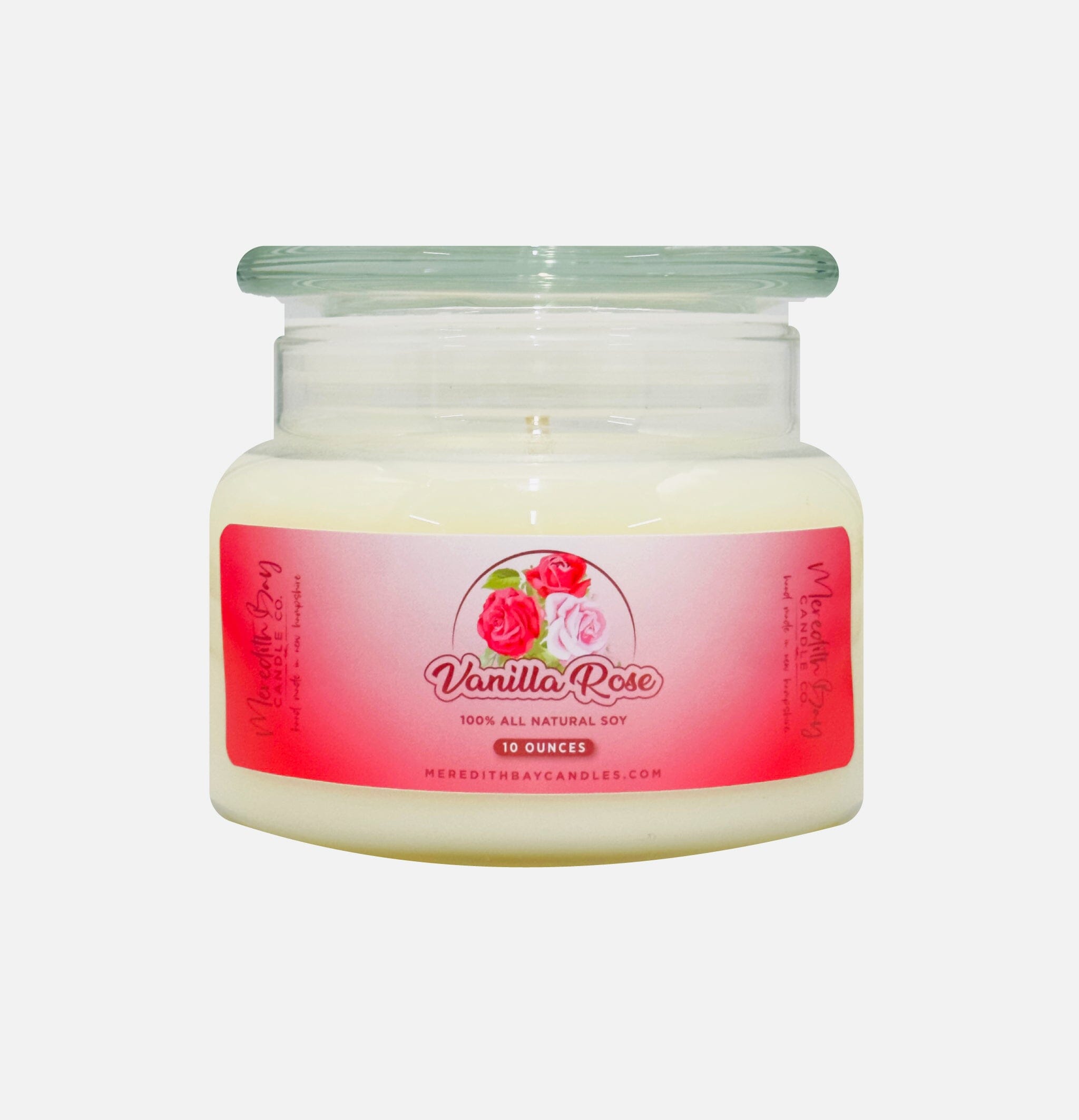 Vanilla Rose Soy Candle Meredith Bay Candle Co 10 Oz
