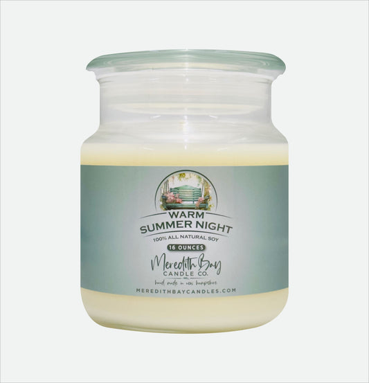 Warm Summer Night Soy Candle Meredith Bay Candle Co 16 Oz