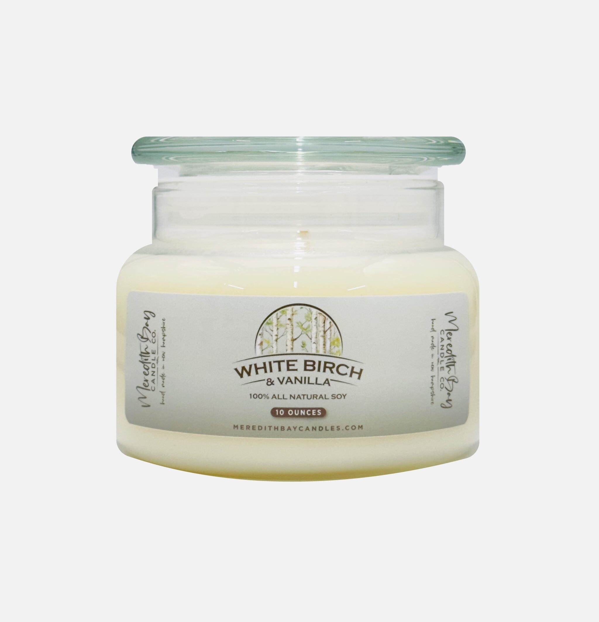 White Birch & Vanilla Soy Candle Meredith Bay Candle Co 10 Oz