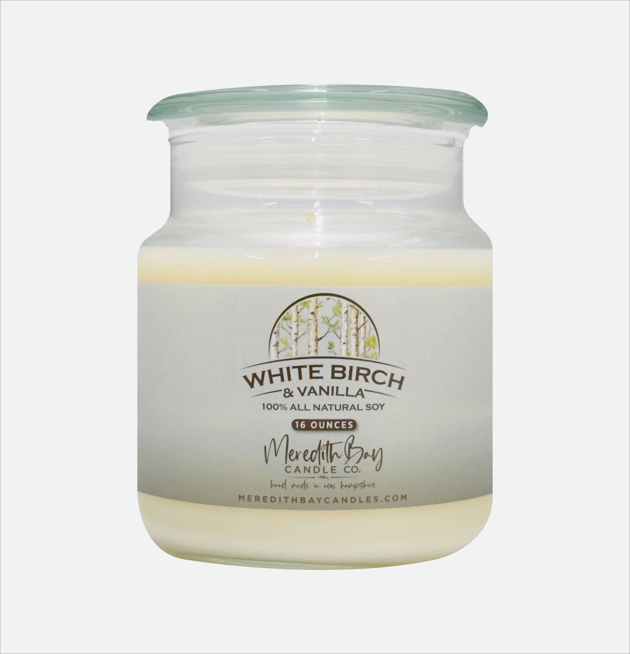 White Birch & Vanilla Soy Candle Meredith Bay Candle Co 16 Oz
