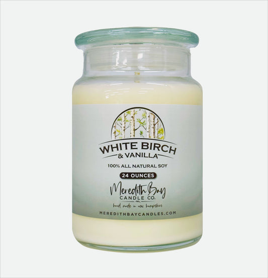 White Birch & Vanilla Soy Candle Meredith Bay Candle Co 24 Oz