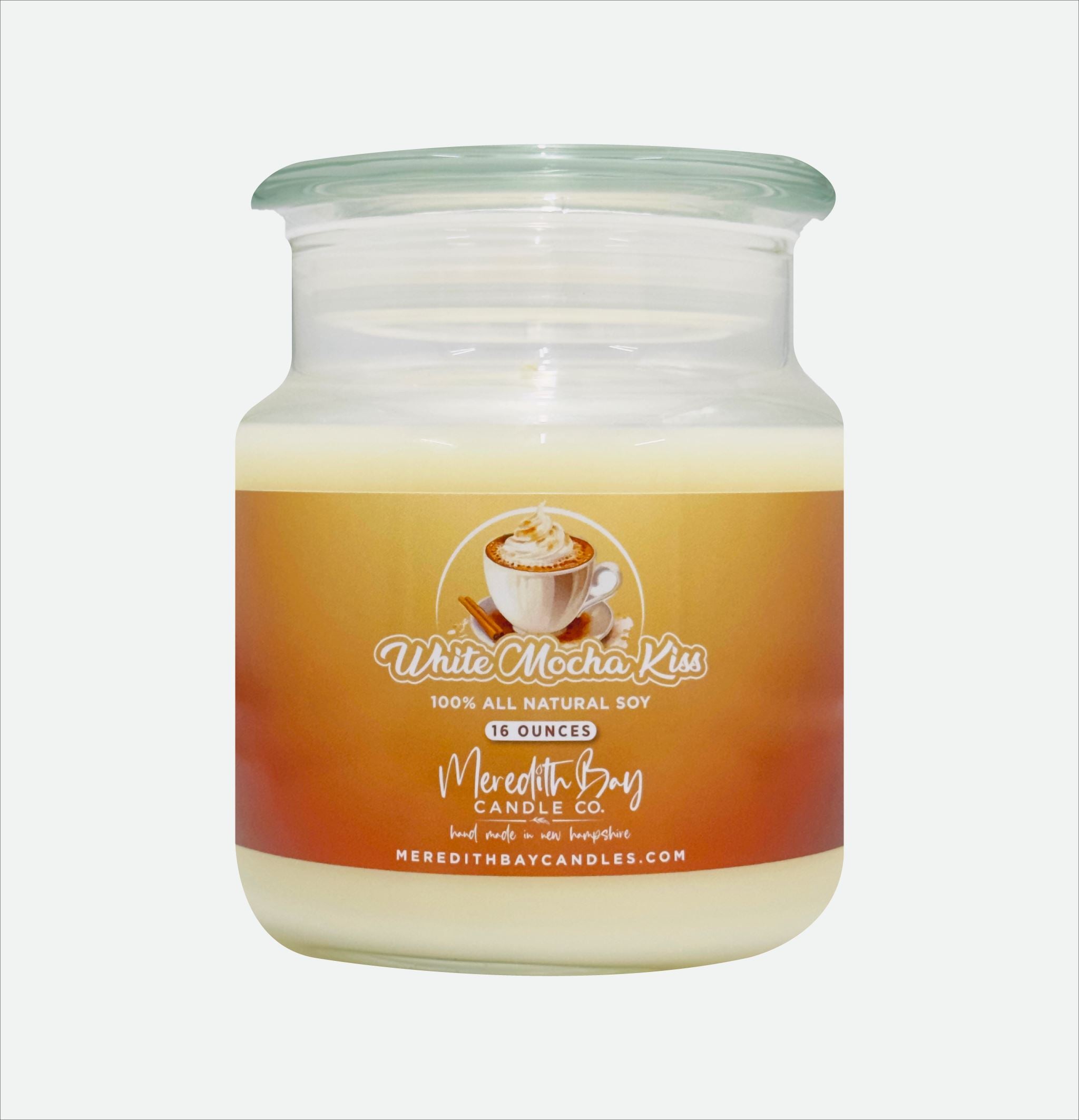 White Mocha Kiss Soy Candle Meredith Bay Candle Co 16 Oz