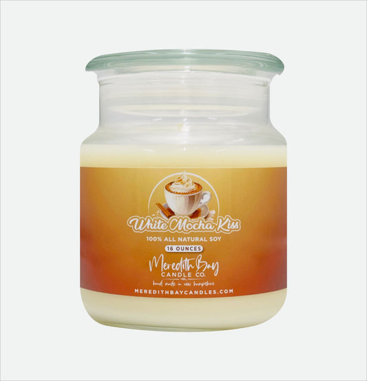 White Mocha Kiss Soy Candle Meredith Bay Candle Co 16 Oz