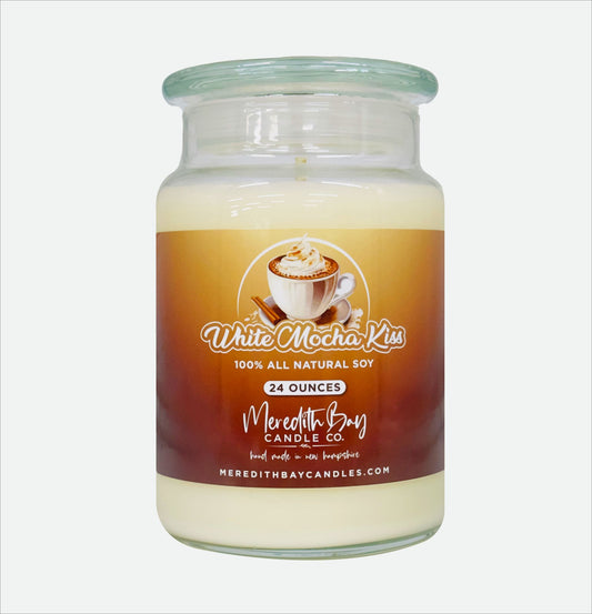 White Mocha Kiss Soy Candle Meredith Bay Candle Co 24 Oz