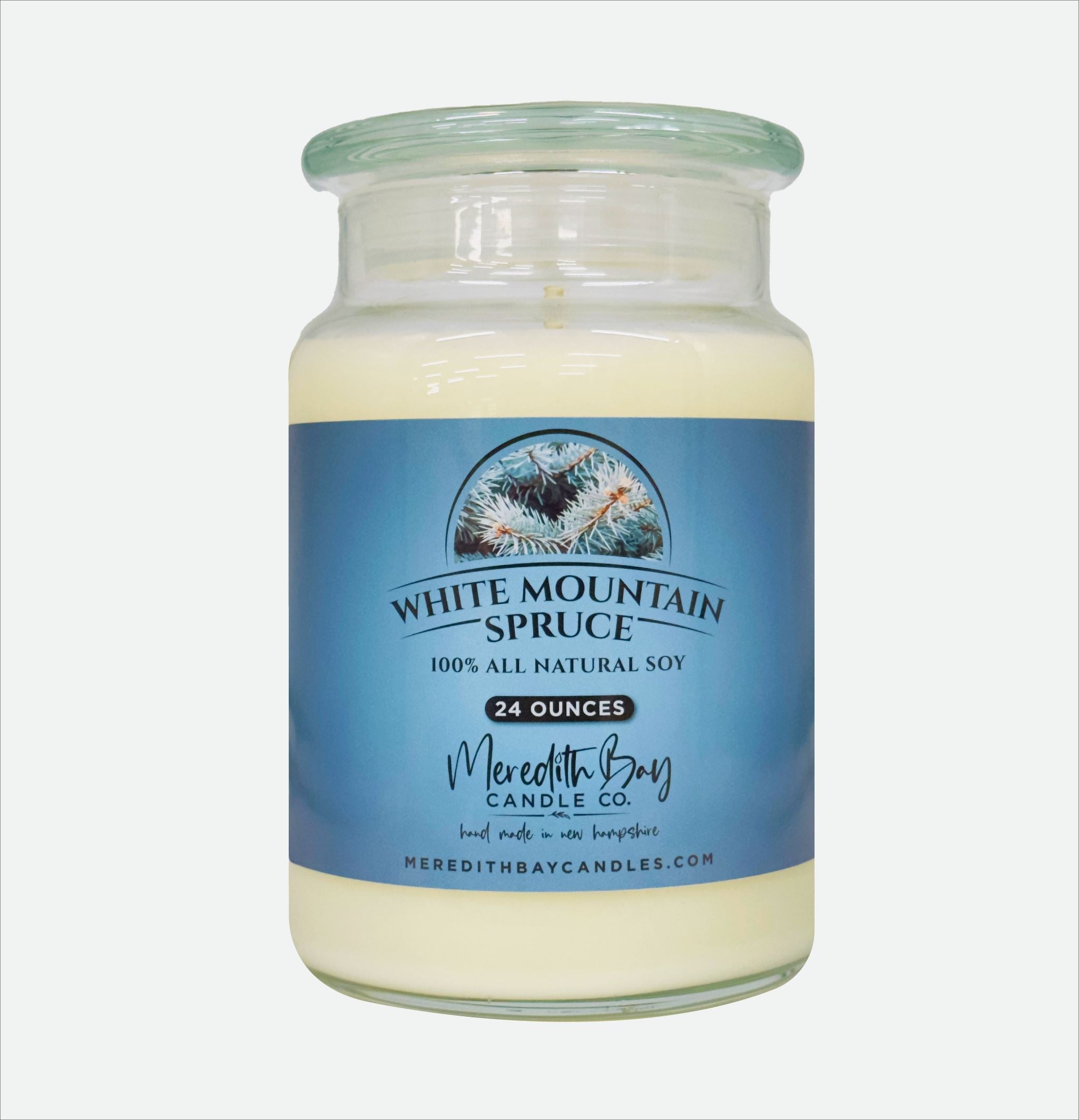 White Mountain Spruce Soy Candle Meredith Bay Candle Co 24 OZ