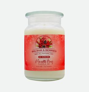 Balsam & Berries Soy Candle Meredith Bay Candle Co 24 Oz 
