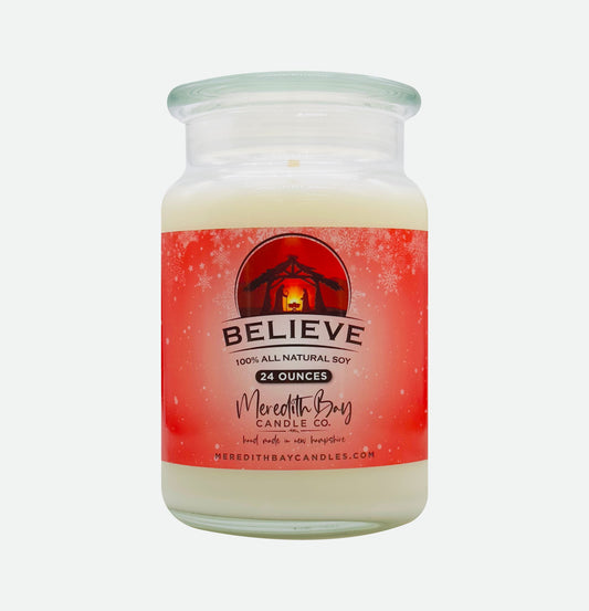 Believe Soy Candle Meredith Bay Candle Co 24 Oz 