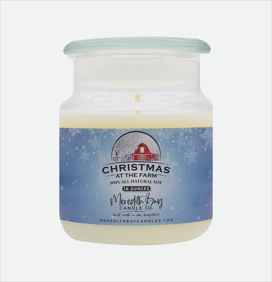 Christmas At The Farm Soy Candle Meredith Bay Candle Co 16 Oz 