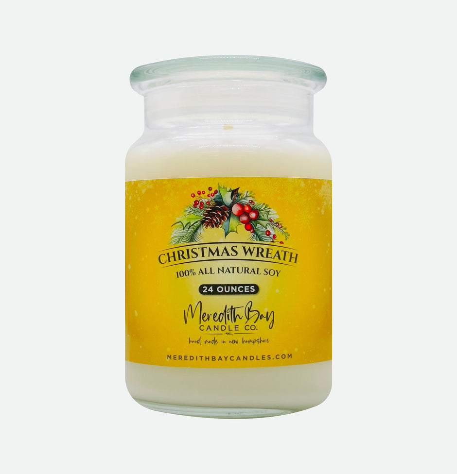 Christmas Wreath Soy Candle Meredith Bay Candle Co 24 Oz 
