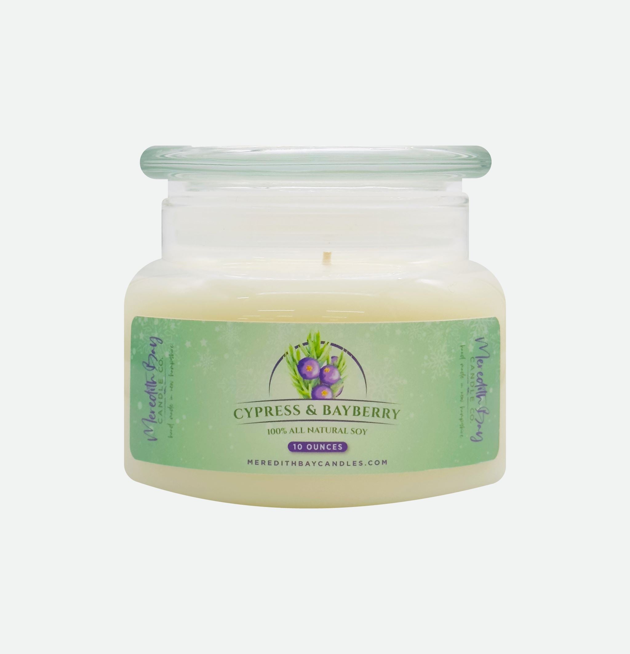 Cypress & Bayberry Soy Candle Meredith Bay Candle Co 10 Oz 