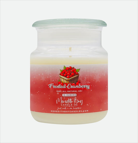 Frosted Cranberry Soy Candle Meredith Bay Candle Co 16 Oz 