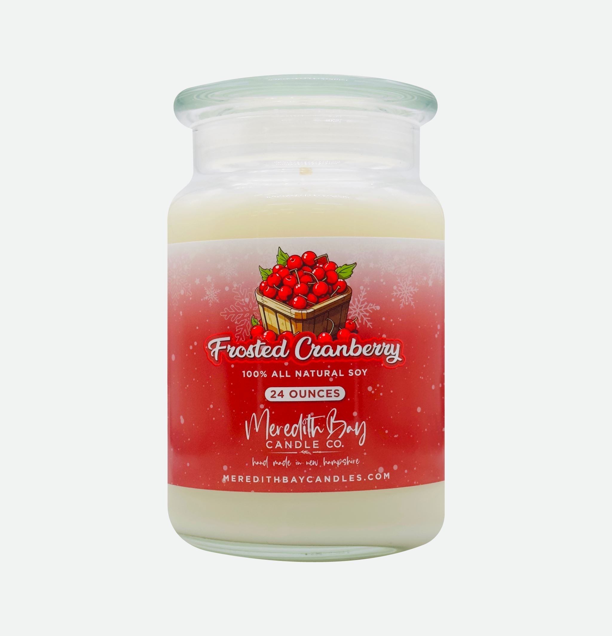 Frosted Cranberry Soy Candle Meredith Bay Candle Co 24 Oz 