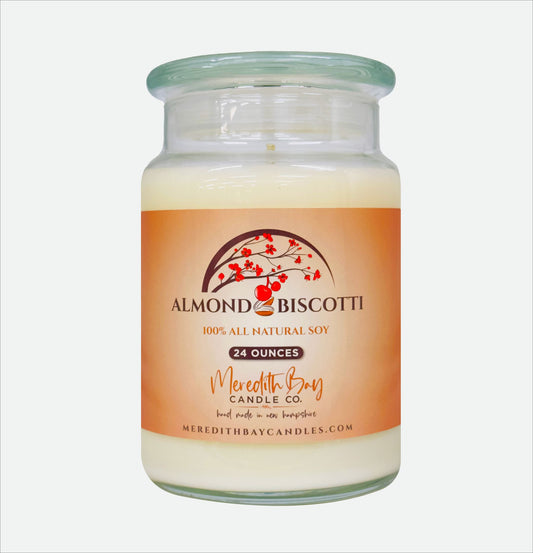 Almond Biscotti Soy Candle Soy Candle Meredith Bay Candle Co 24 Oz 