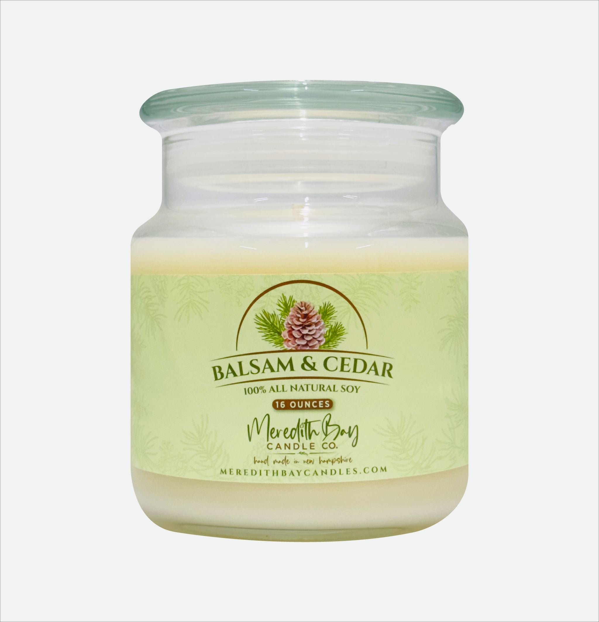 Balsam & Cedar Soy Candle Soy Candle Meredith Bay Candle Co 16.0 Oz 