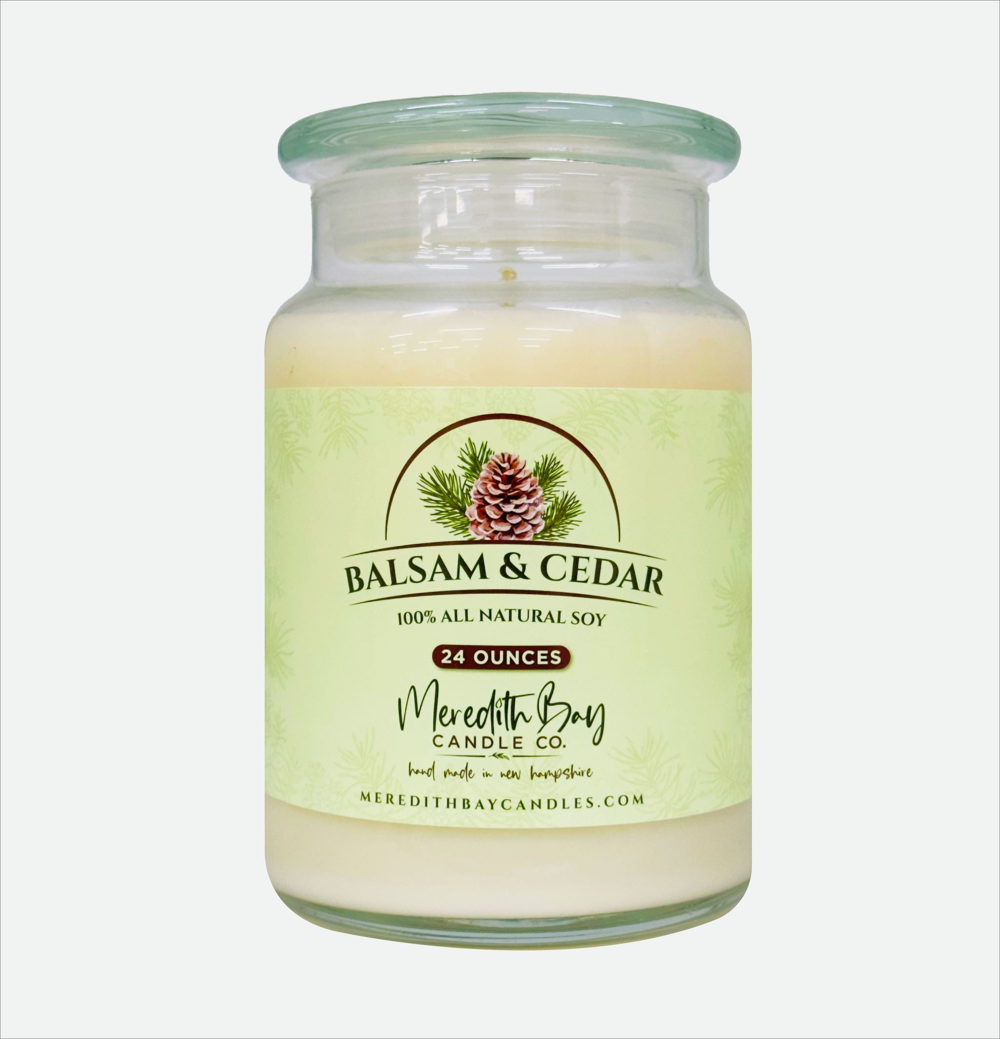 Balsam & Cedar Soy Candle Soy Candle Meredith Bay Candle Co 24.0 Oz 