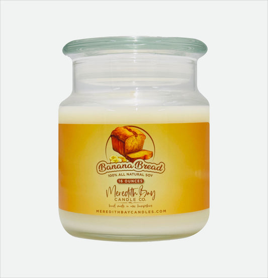 Banana Bread Soy Candle Soy Candle Meredith Bay Candle Co 16 Oz 