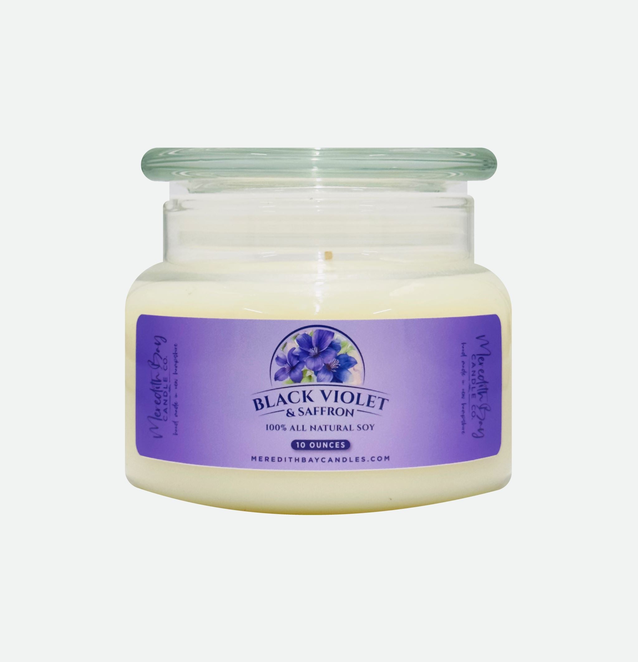 Black Violet & Saffron Soy Candle Soy Candle Meredith Bay Candle Co 10.0 Oz 