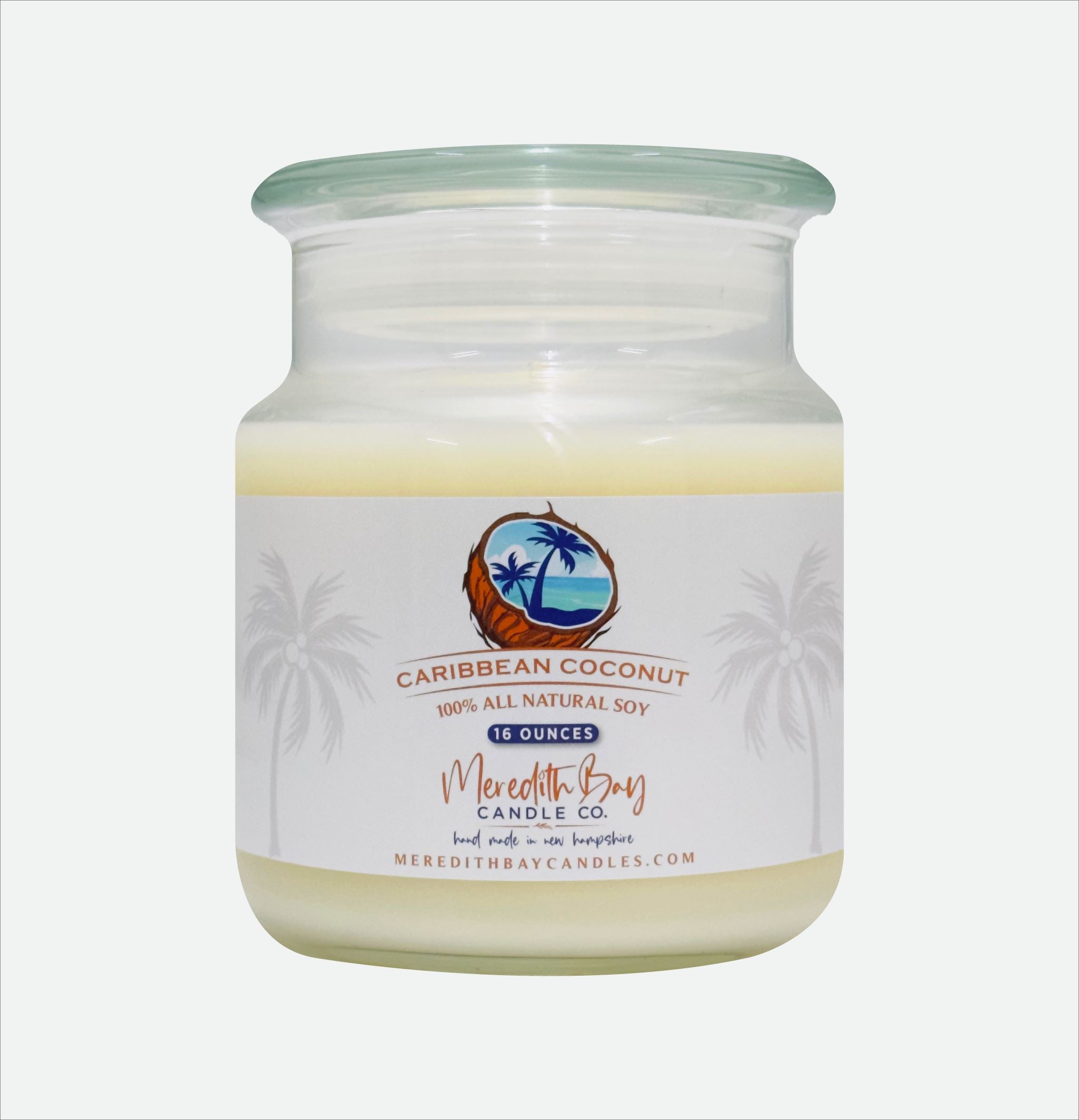 Caribbean Coconut Soy Candle Meredith Bay Candle Co 16 Oz 