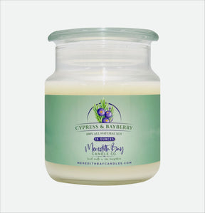 Cypress and Bayberry Soy Candle Meredith Bay Candle Co 16 Oz 