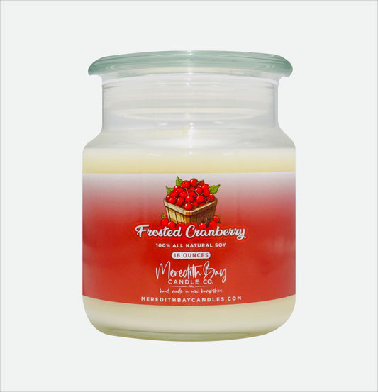 Frosted Cranberry Soy Candle Meredith Bay Candle Co 16.0 Oz 