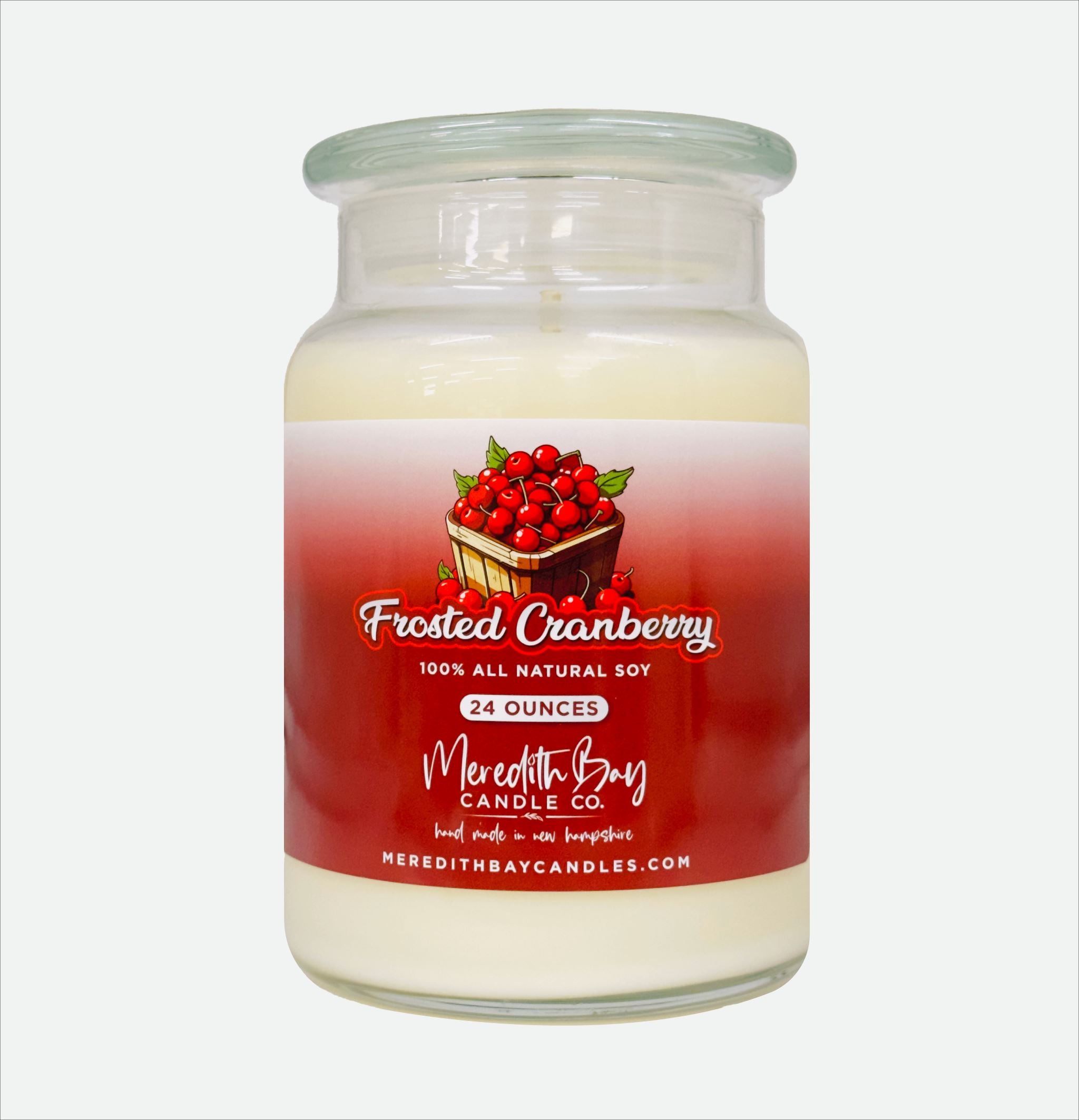 Frosted Cranberry Soy Candle Meredith Bay Candle Co 24.0 Oz 