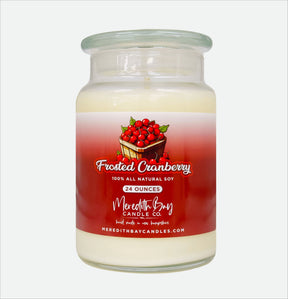 Frosted Cranberry Soy Candle Meredith Bay Candle Co 24.0 Oz 