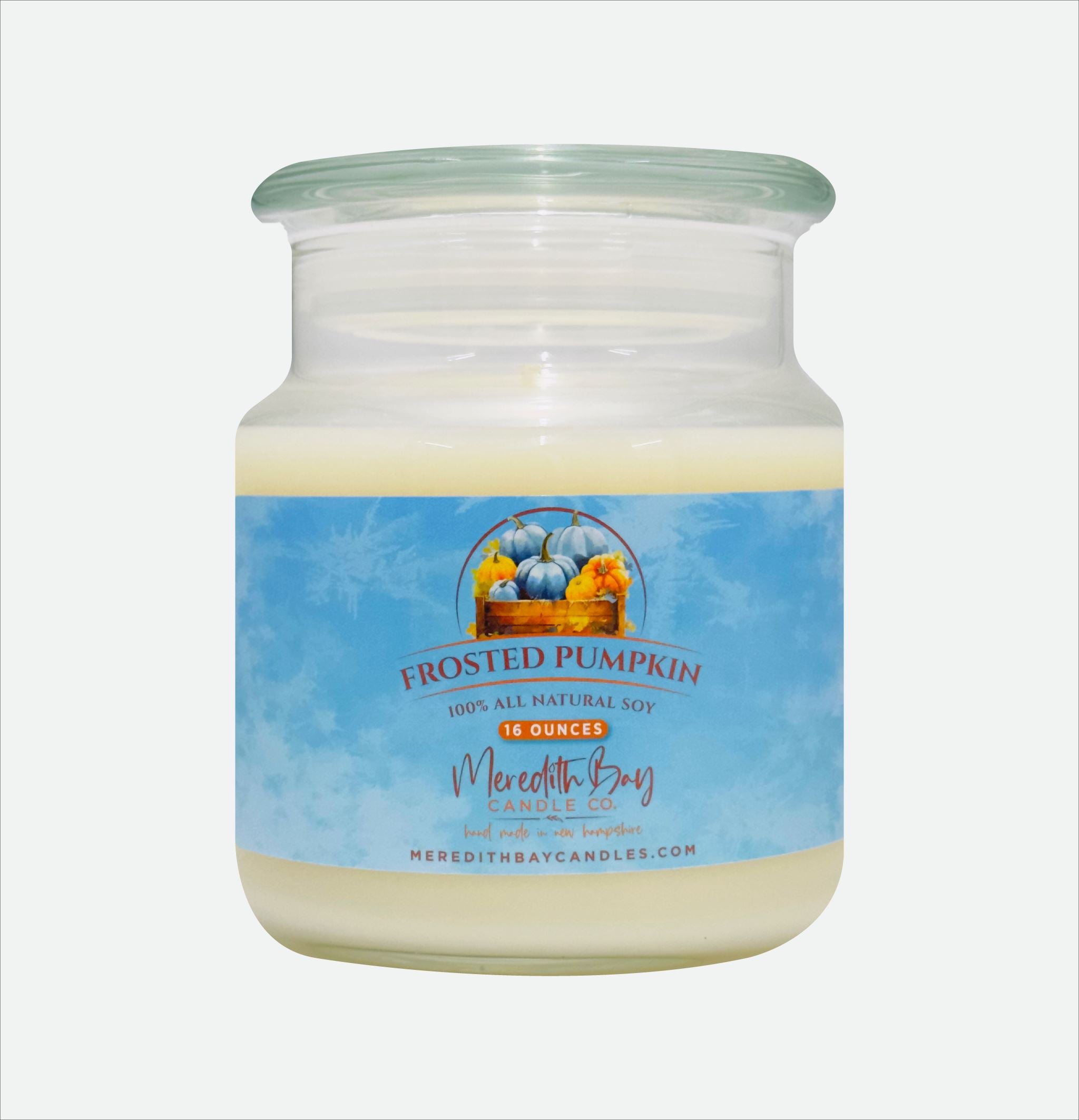 Frosted Pumpkin Soy Candle Meredith Bay Candle Co 16.0 Oz 