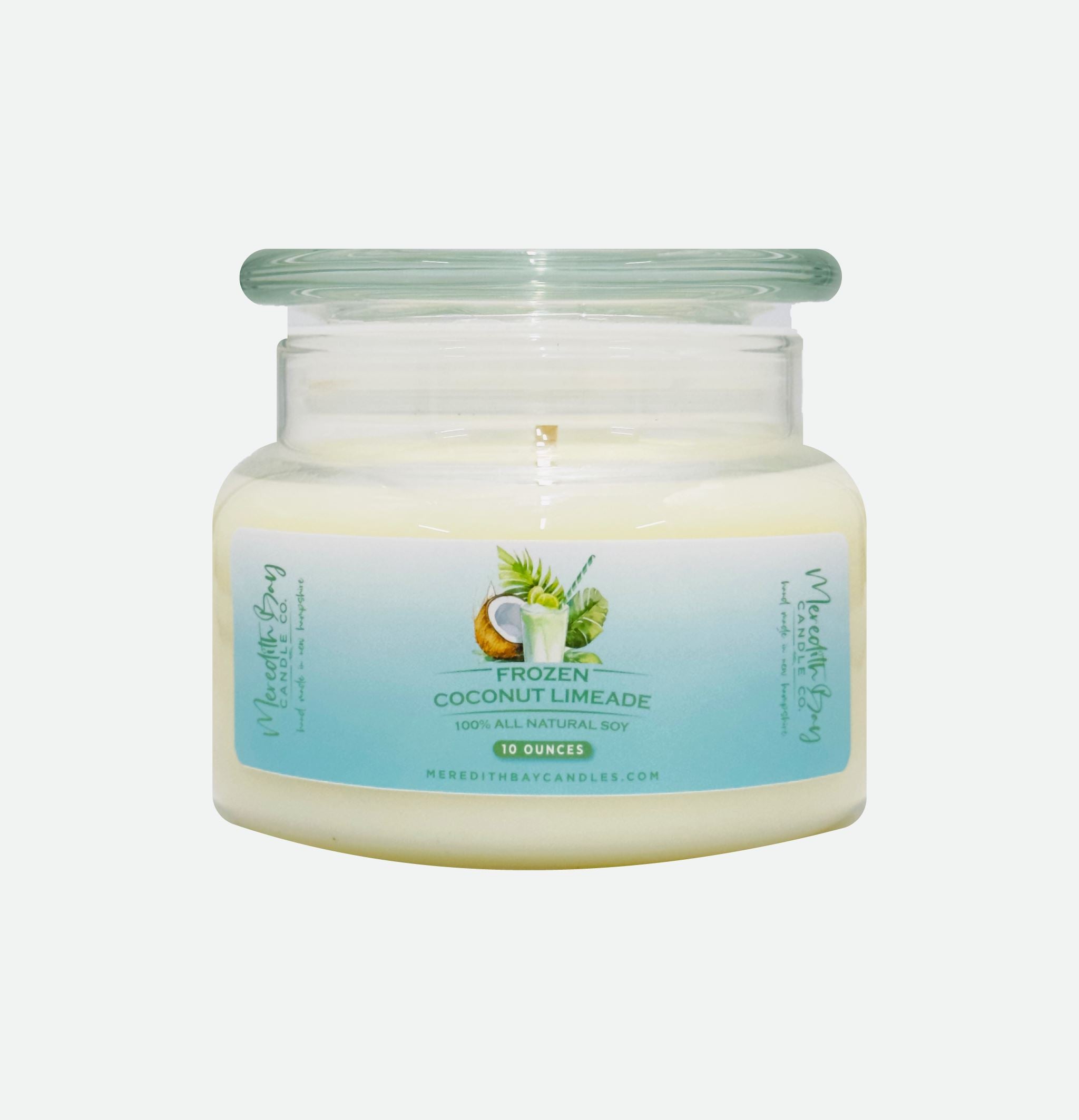 Frozen Coconut Limeade Soy Candle Meredith Bay Candle Co 10.0 Oz 