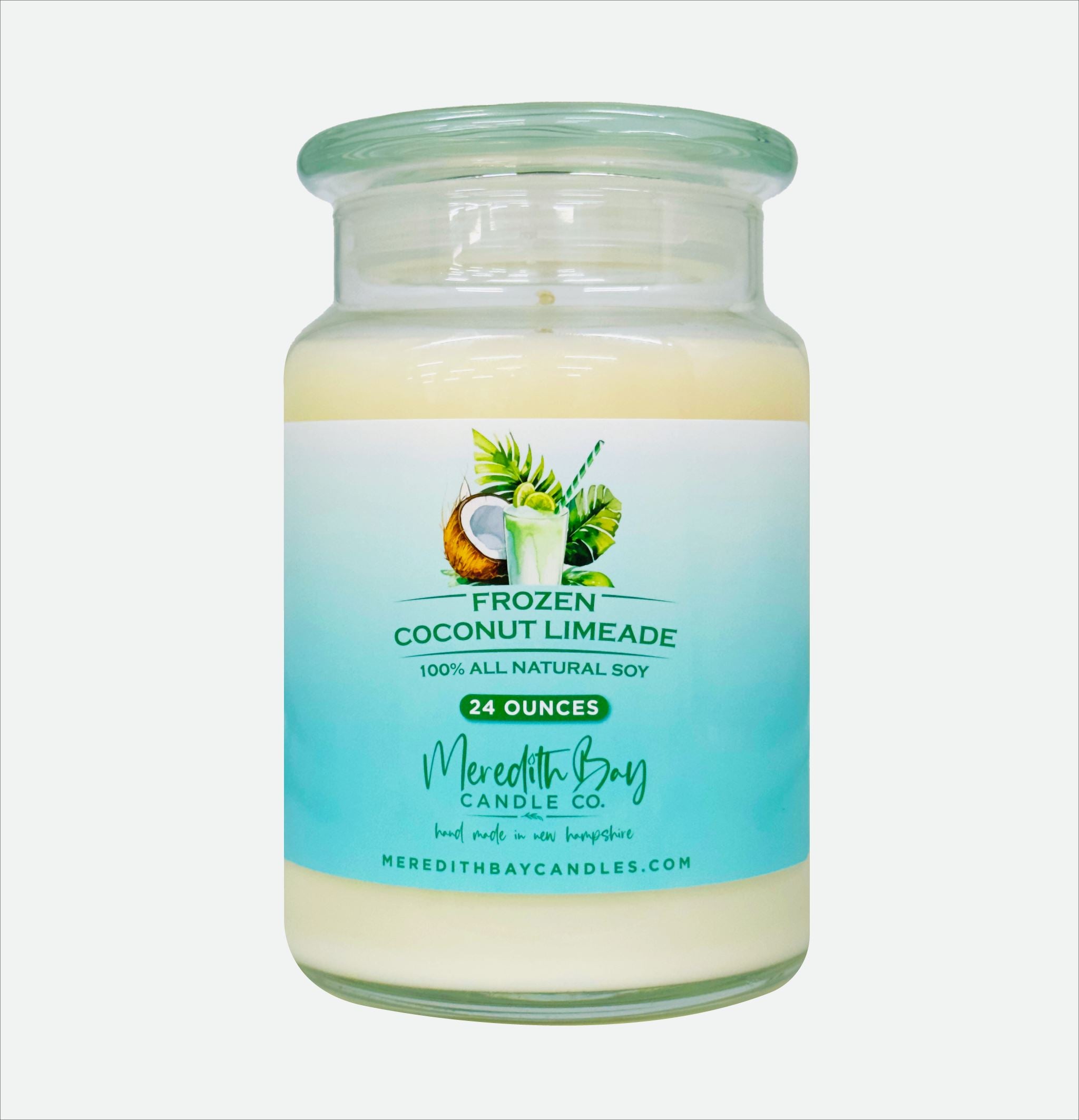 Frozen Coconut Limeade Soy Candle Meredith Bay Candle Co 24.0 Oz 
