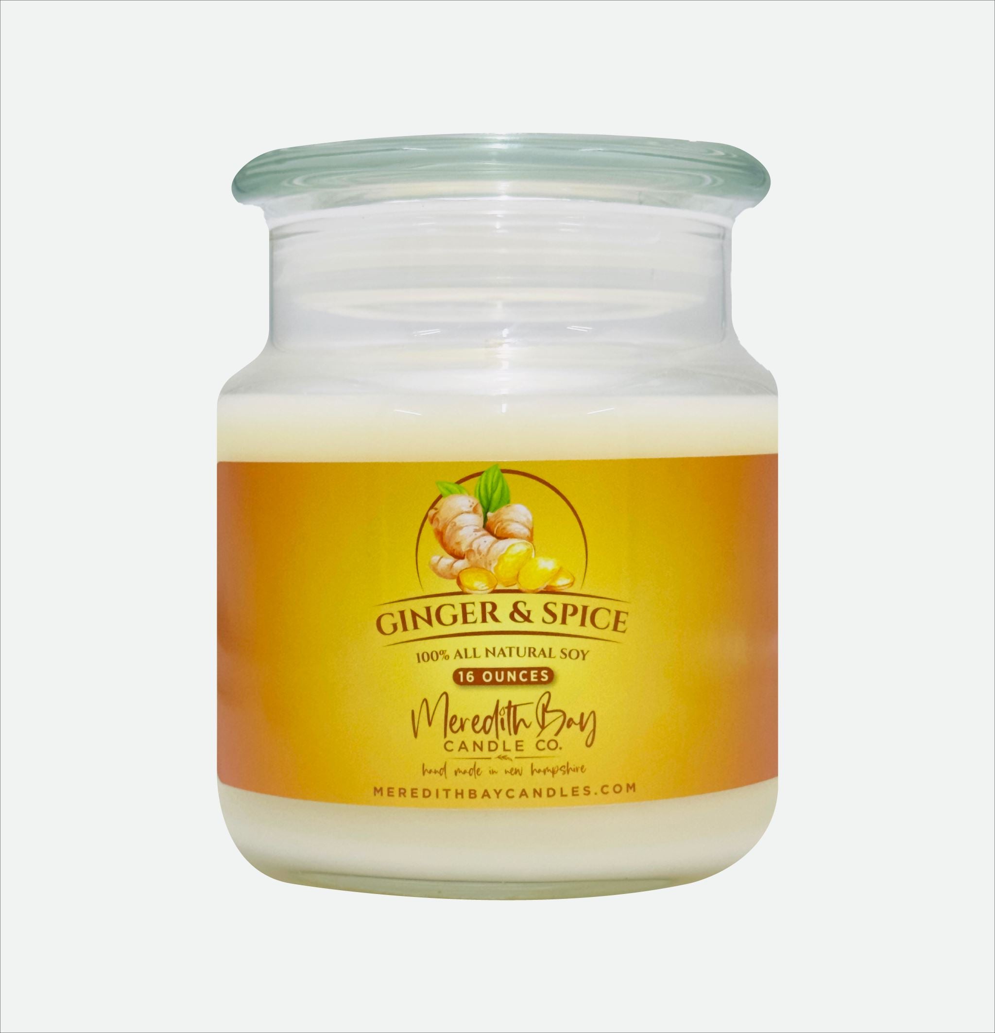 Ginger & Spice Soy Candle Meredith Bay Candle Co 16.0 Oz 