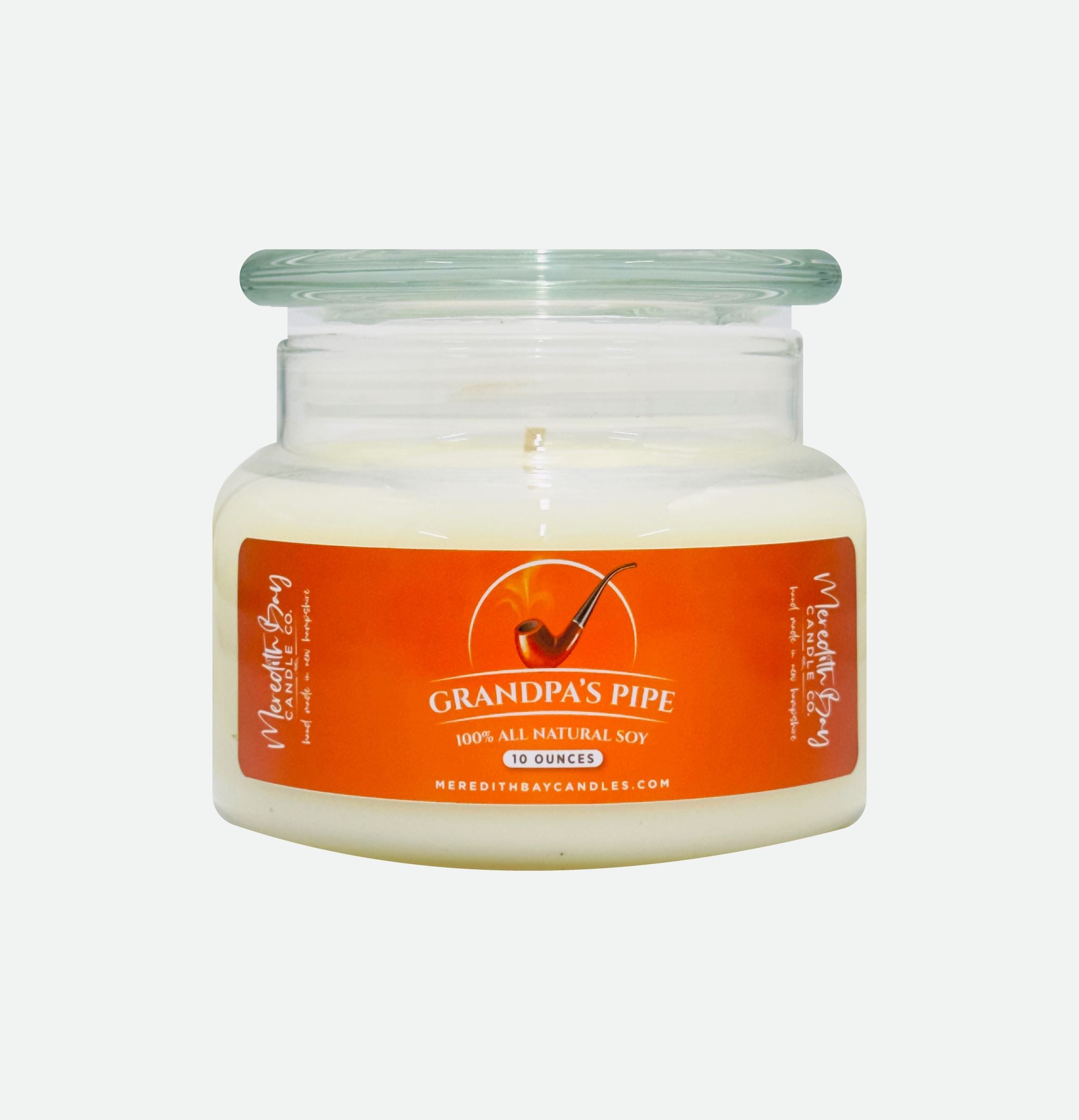 Grandpa's Pipe Soy Candle Meredith Bay Candle Co 10 Oz 