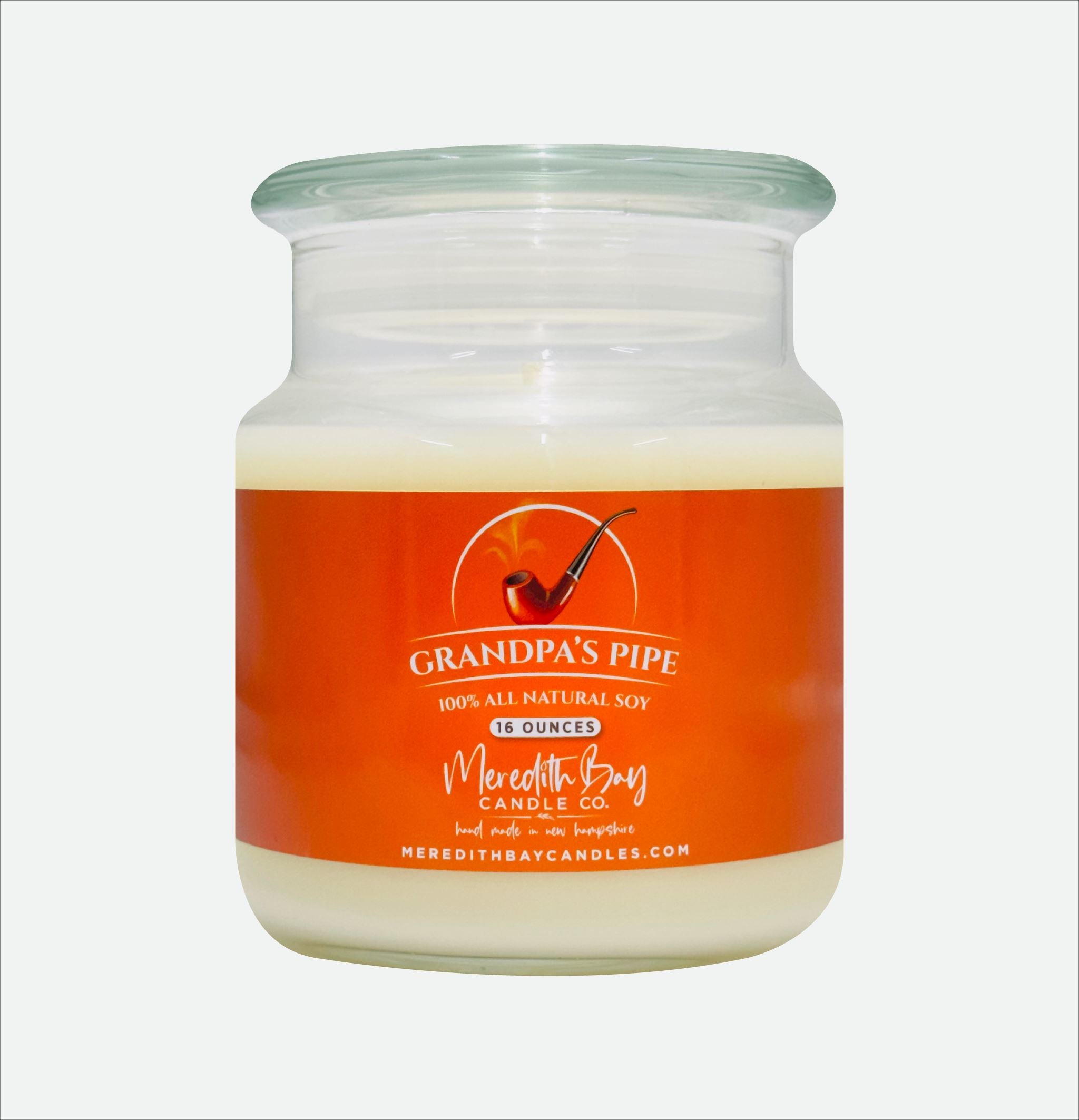 Grandpa's Pipe Soy Candle Meredith Bay Candle Co 16 Oz 