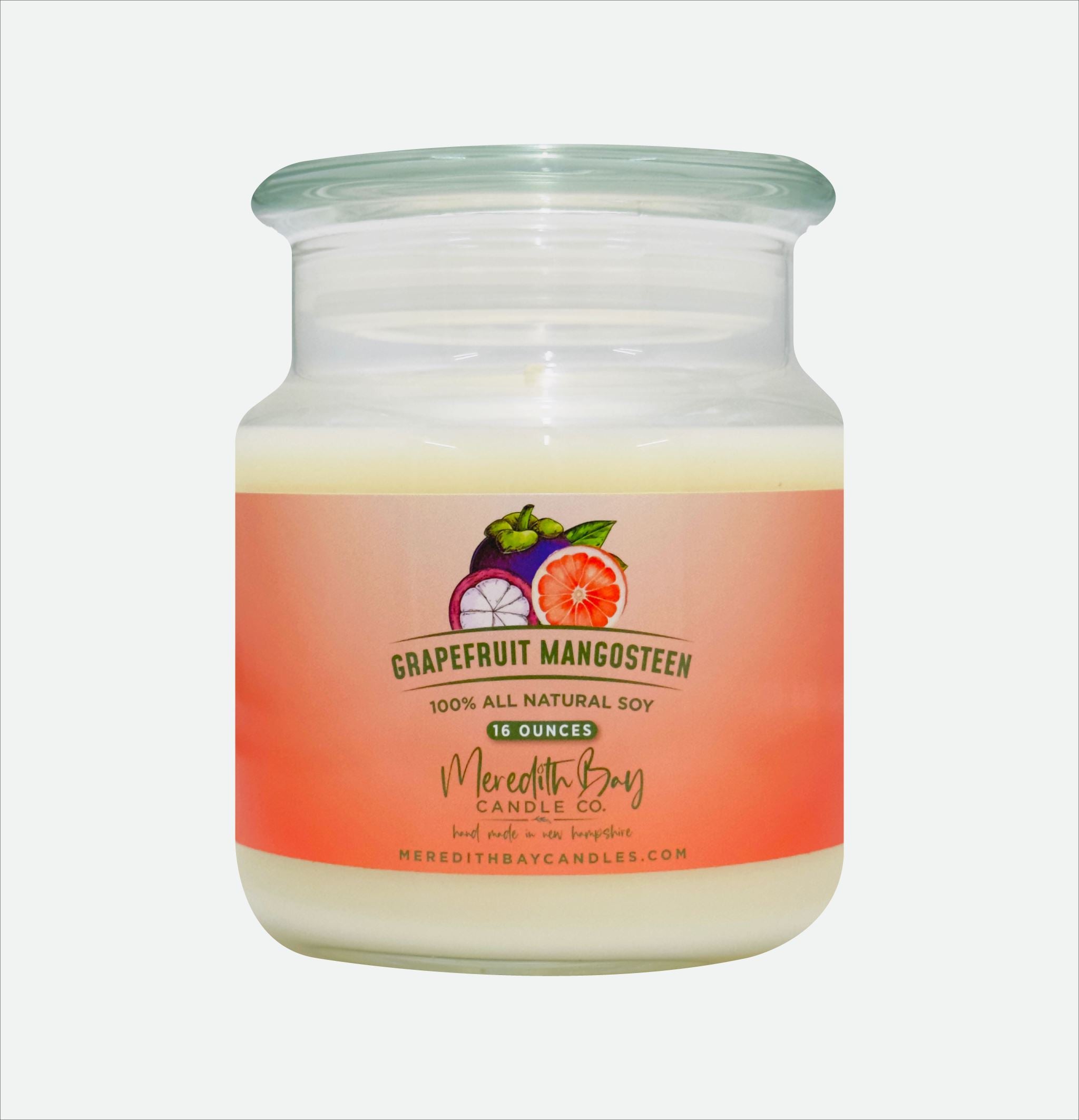 Grapefruit Mangosteen Soy Candle Meredith Bay Candle Co 16 Oz 