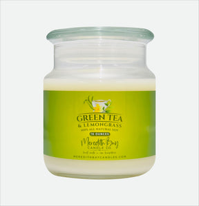 Green Tea and Lemongrass Soy Candle Meredith Bay Candle Co 16 Oz 