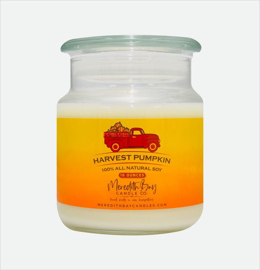 Harvest Pumpkin Soy Candle Meredith Bay Candle Co 16 Oz 