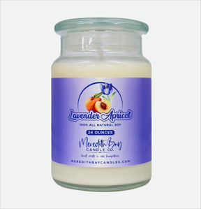 Lavender Apricot Soy Candle Meredith Bay Candle Co 24 Oz 