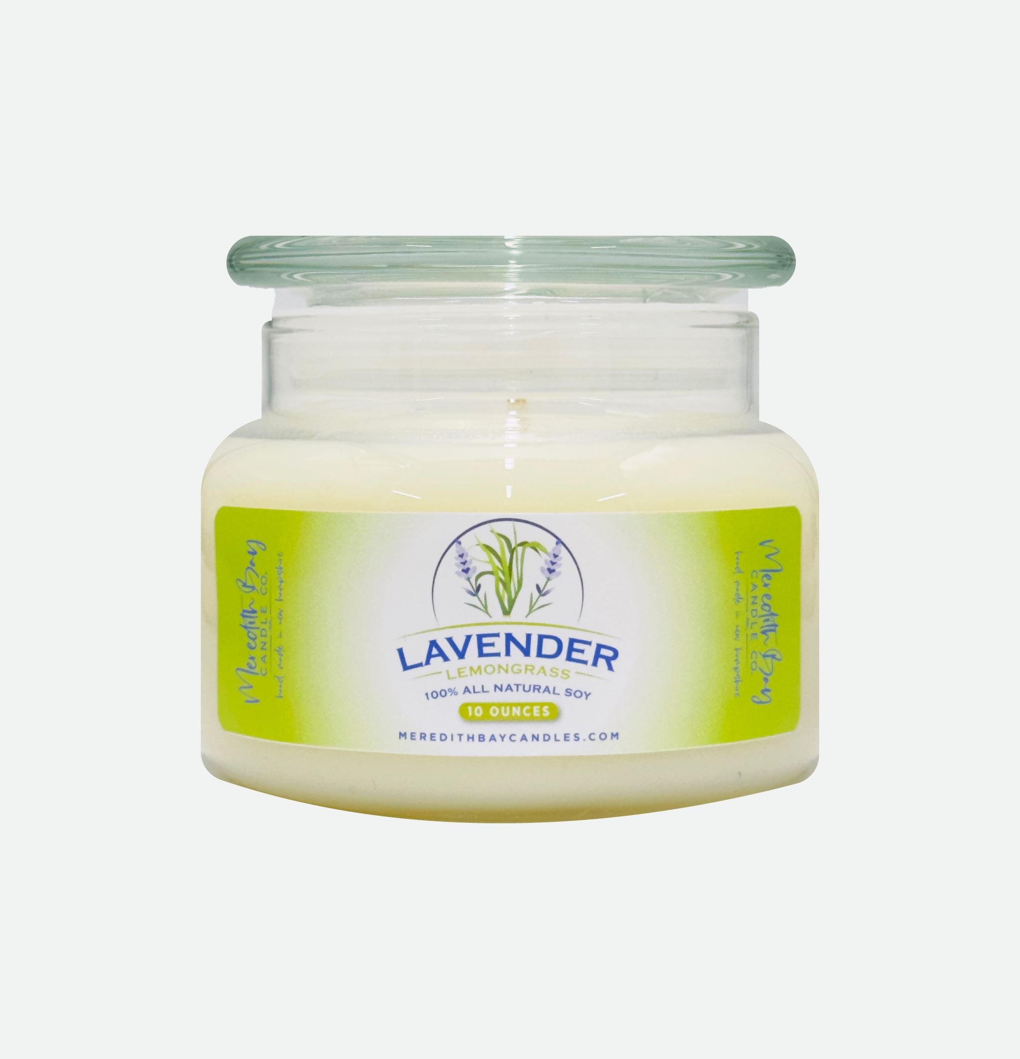 Lavender Lemongrass Soy Candle Meredith Bay Candle Co 10 Oz 