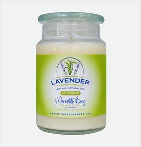 Lavender Lemongrass Soy Candle Meredith Bay Candle Co 24 Oz 