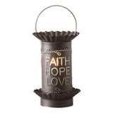 Mini Wax Warmer with Faith Hope Love in Kettle Black Wax Warmer Irvins Tinware 