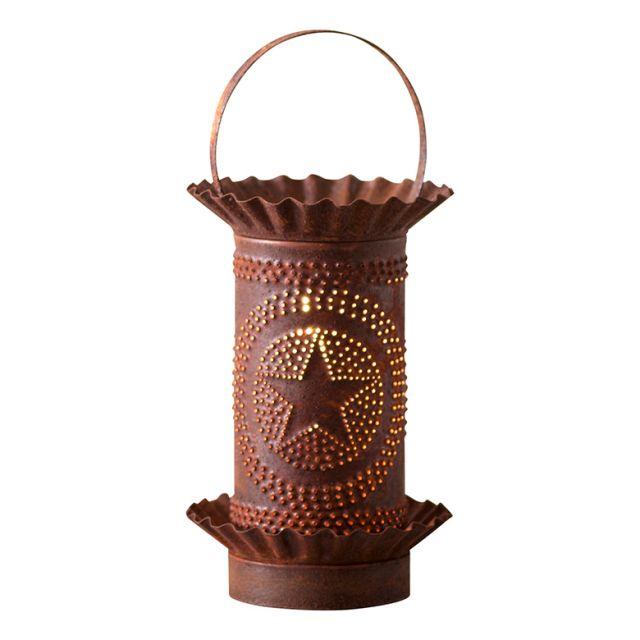 Mini Wax Warmer with Regular Star in Rustic Punched Tin Wax Warmer Irvins Tinware 