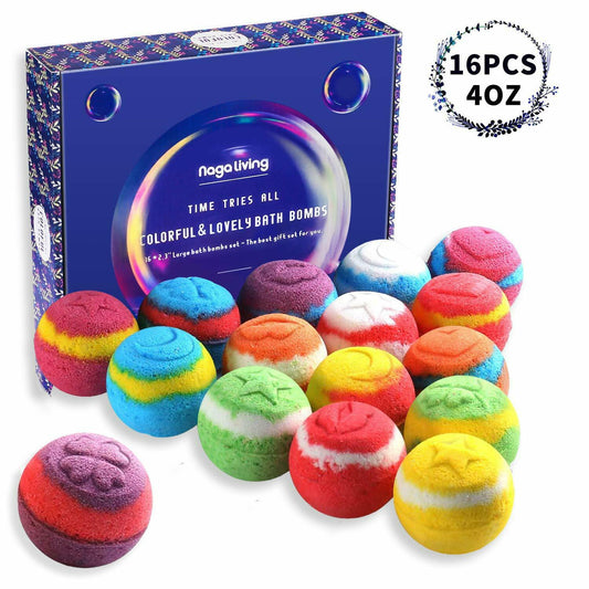 Naga Living Bath Bombs 16 Colorful, Fizzy, Scented Bath Bombs Apothecary Meredith Bay Candle Co 