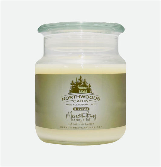 Northwoods Cabin Soy Candle Meredith Bay Candle Co 16 Oz 