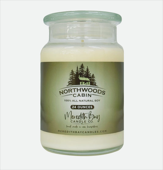 Northwoods Cabin Soy Candle Meredith Bay Candle Co 24 Oz 