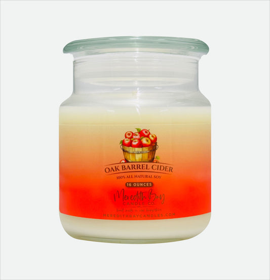 Oak Barrel Cider Soy Candle Meredith Bay Candle Co 16 Oz 