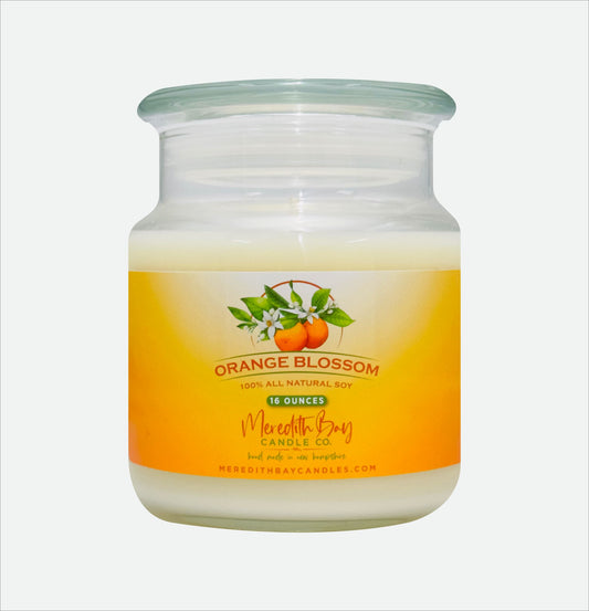 Orange Blossom Soy Candle Meredith Bay Candle Co 16 Oz 