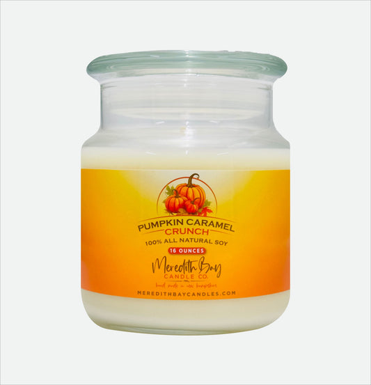 Pumpkin Caramel Crunch Soy Candle Meredith Bay Candle Co 16 Oz 