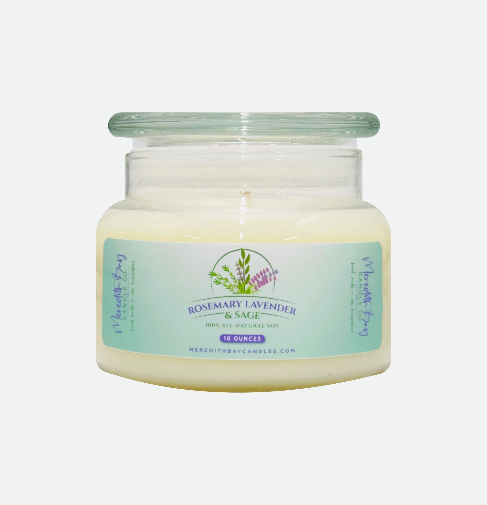 Rosemary, Lavender & Sage Soy Candle Meredith Bay Candle Co 10 Oz 